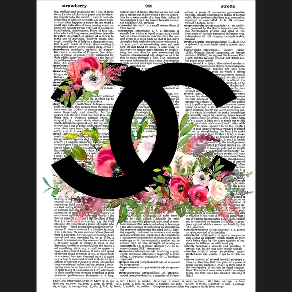 Watercolor Fashion Poppy Rose Dictionary Art - Picture 4 of 4